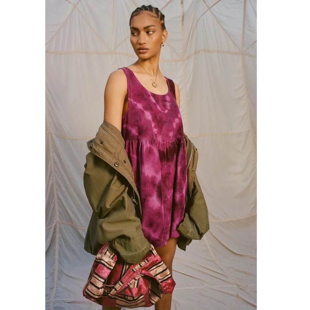 Kimchi Blue Urban Outfitters XS Tie Dye Corduroy Babydoll‎ Sleeveless Mini Dress